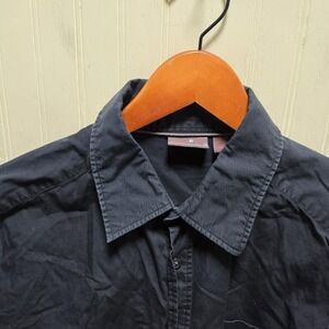 Esprit Shirt Mens Large Blue Solid Cotton Long Sleeve Button Up Pocket Casual